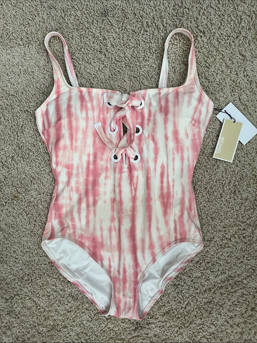 MICHAEL Michael Kors Cream & Pink One-Piece Swimsuit